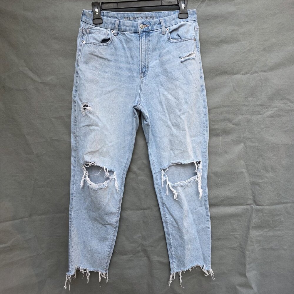 American Eagle Strigid Ripped Denim Jean Light Wash Women's Size 12